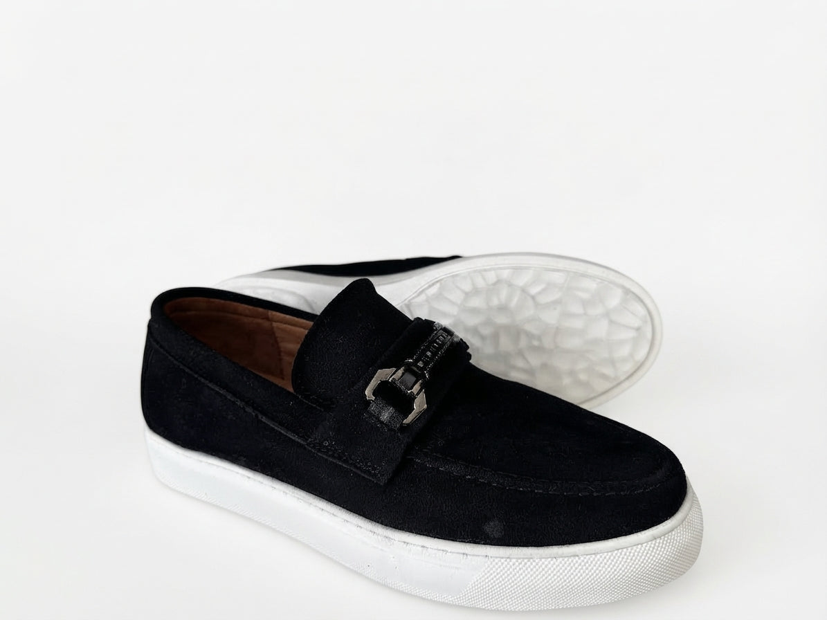 Mocassins Noir Daim de Luxe Tres Confortable