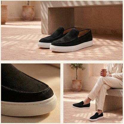 Mocassins Noir Daim de Luxe Tres Confortable