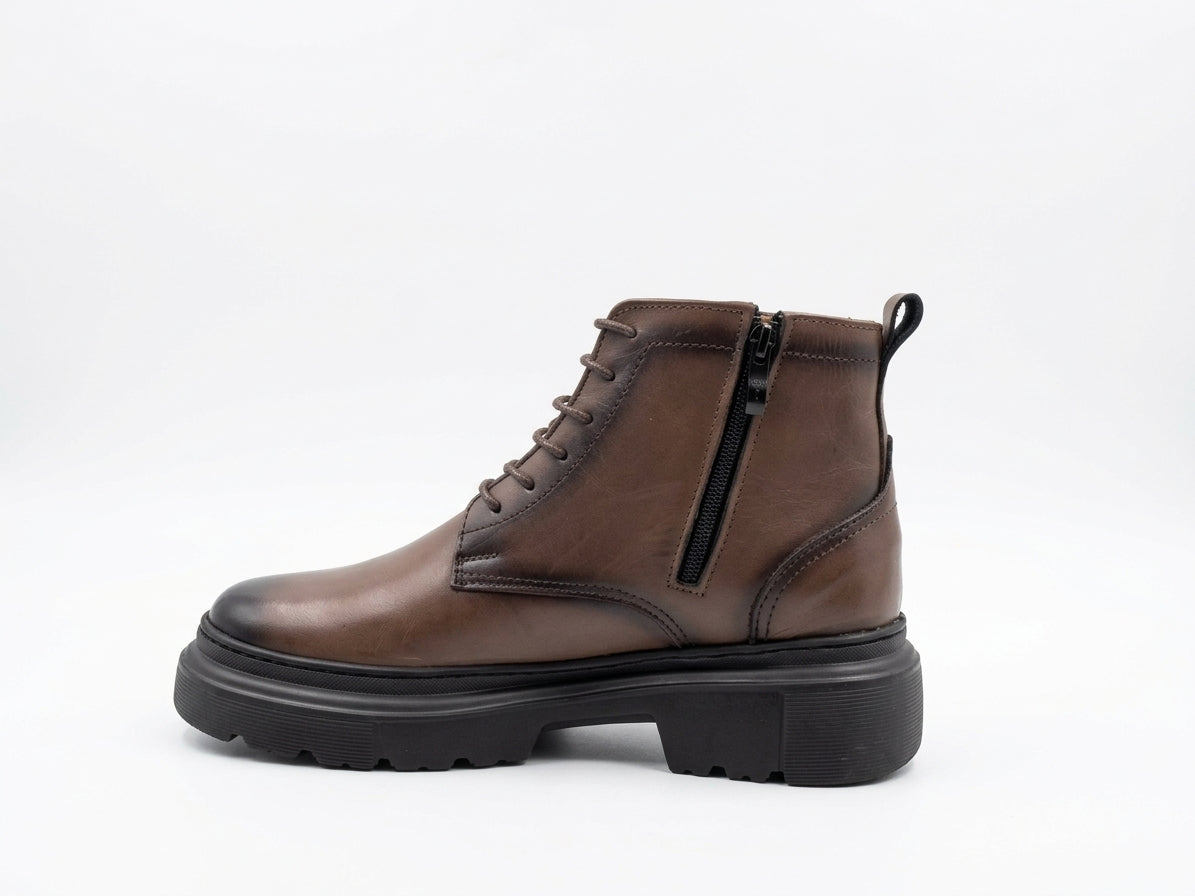 Glooglass™ – Bottine en Cuir Marron Véritable