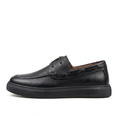 Glooglass™ – Mocassin à Lacets en Cuir Noir Véritable