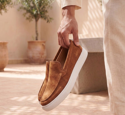 Mocassins Marron Daim de Luxe Tres Confortable