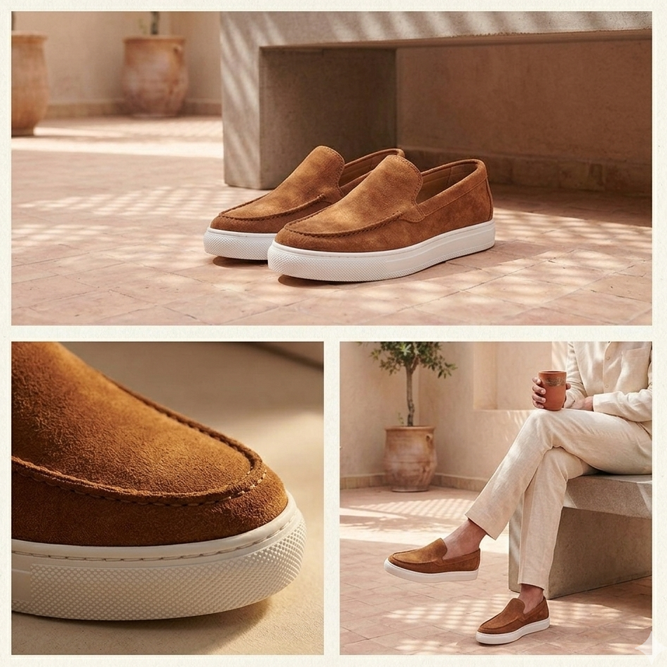 Mocassins Marron Daim de Luxe Tres Confortable