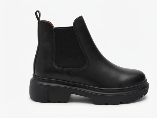 Glooglass™ – Bouttine en Cuir Noir