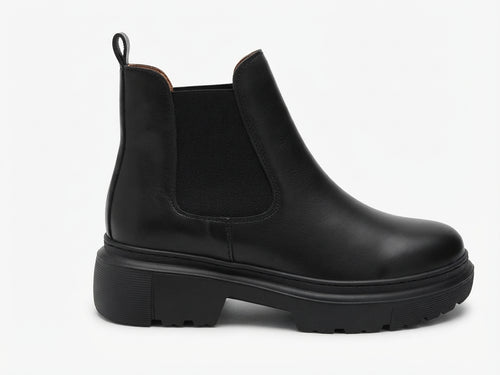 Glooglass™ – Bouttine en Cuir Noir