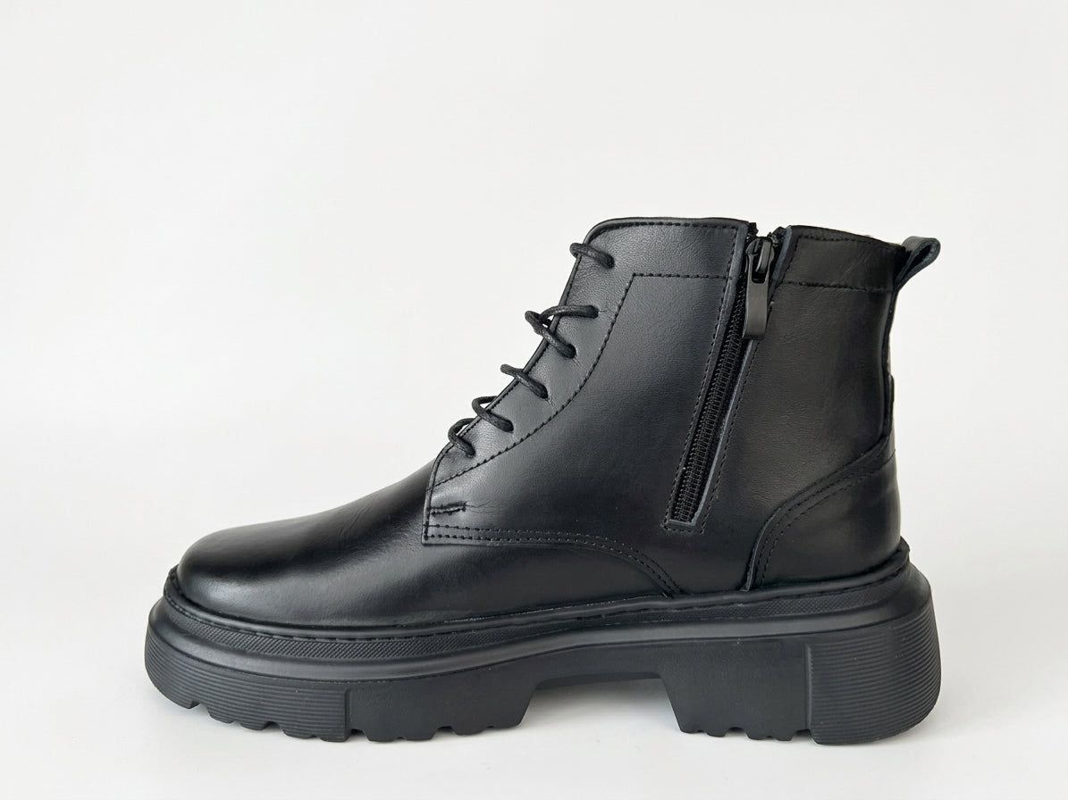 Glooglass™ – Bottine en Cuir Noir Véritable