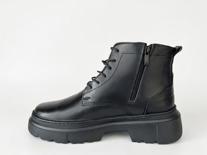 Glooglass™ – Bottine en Cuir Noir Véritable