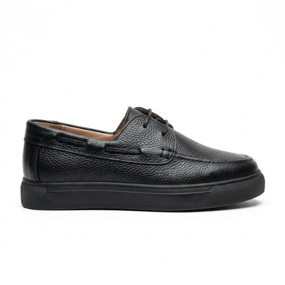 Glooglass™ – Mocassin à Lacets en Cuir Noir Véritable