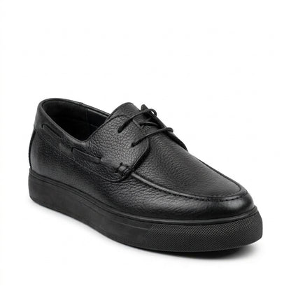 Glooglass™ – Mocassin à Lacets en Cuir Noir Véritable