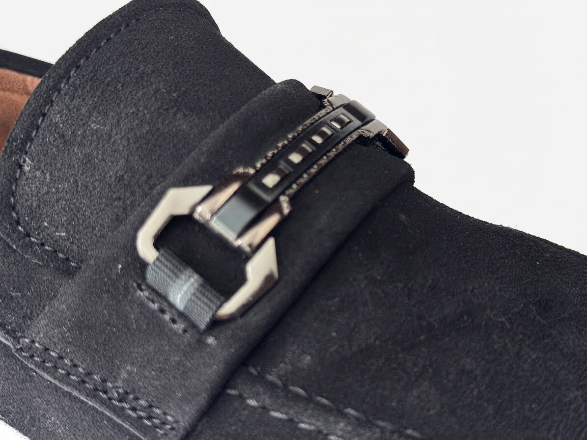 Mocassins Noir Daim de Luxe Tres Confortable