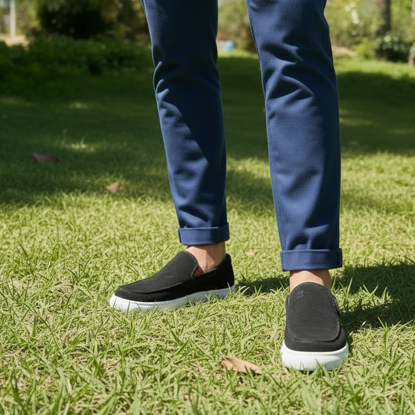 Mocassins Noir Daim de Luxe Tres Confortable